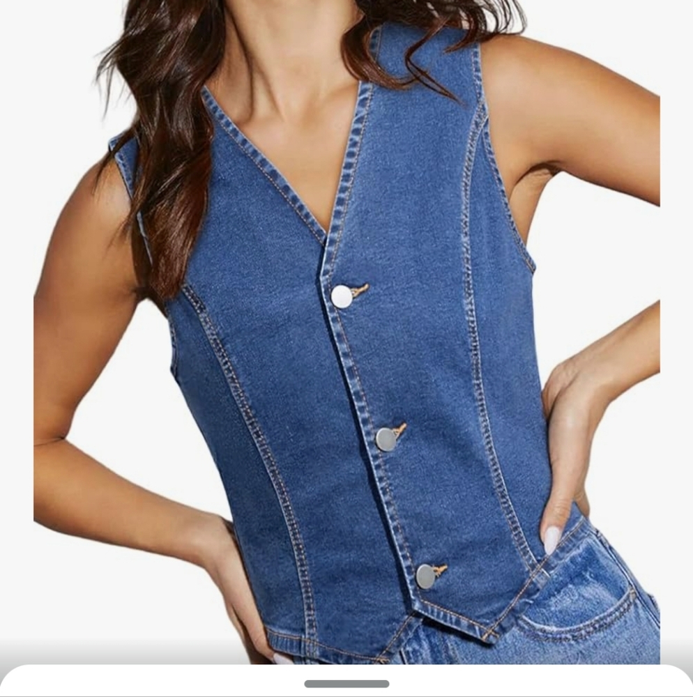Stylish Blue Denim Vest NWOT